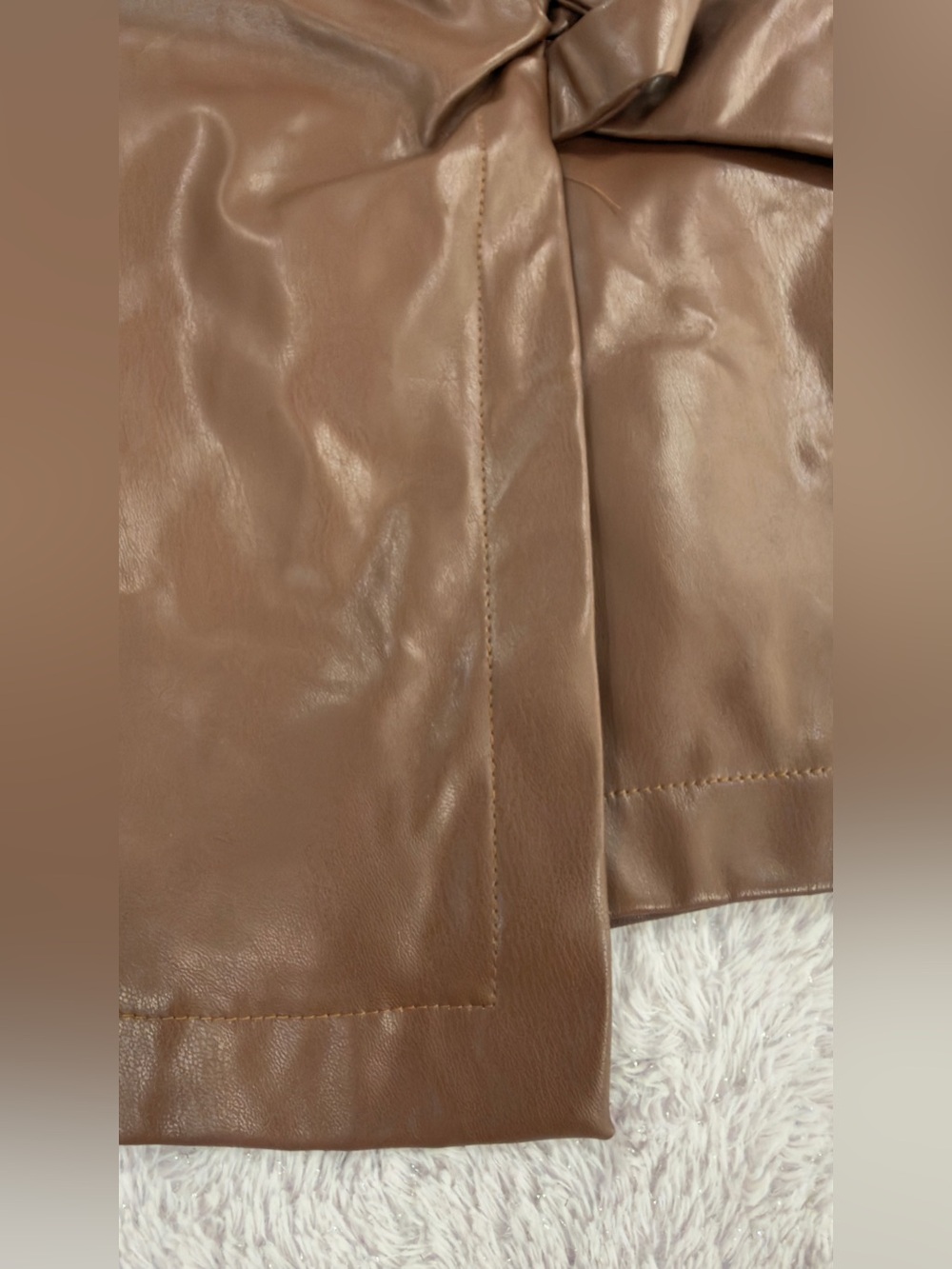 Princess Polly Brown Faux Leather Wrap Mini Skirt with Side Knot - Picture 6 of 12